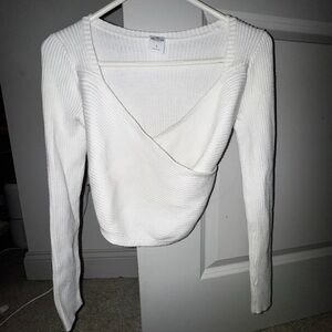 Hollister Cream Ribbed Wrap Blouse
